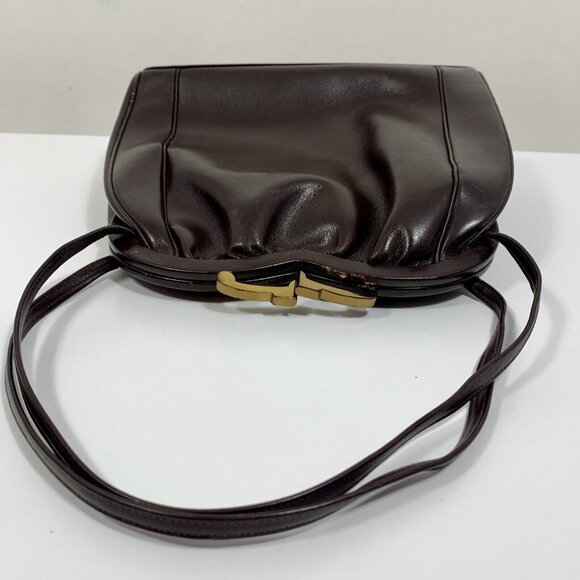 Bags By Merit 50s 60s Brown Brown Leather Frame Handbag Vtg Purse Hand Bag - Picture 7 of 13